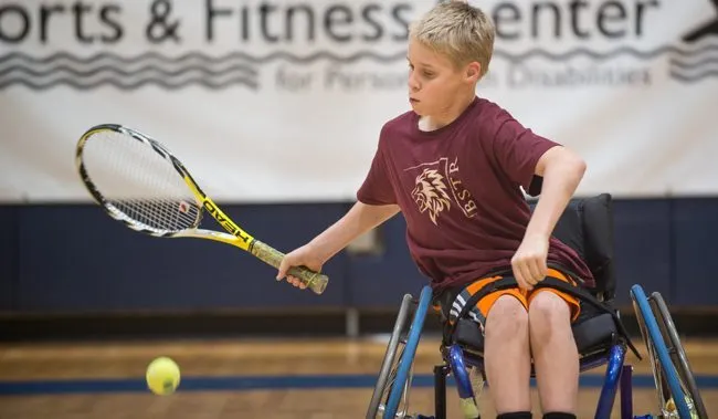 photo: adaptive PE class, striking-sport participation